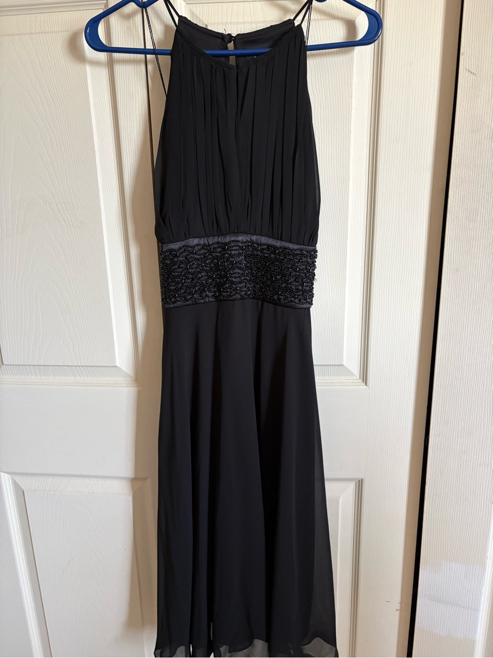 Black Spaghetti-Strap Evening Dress
